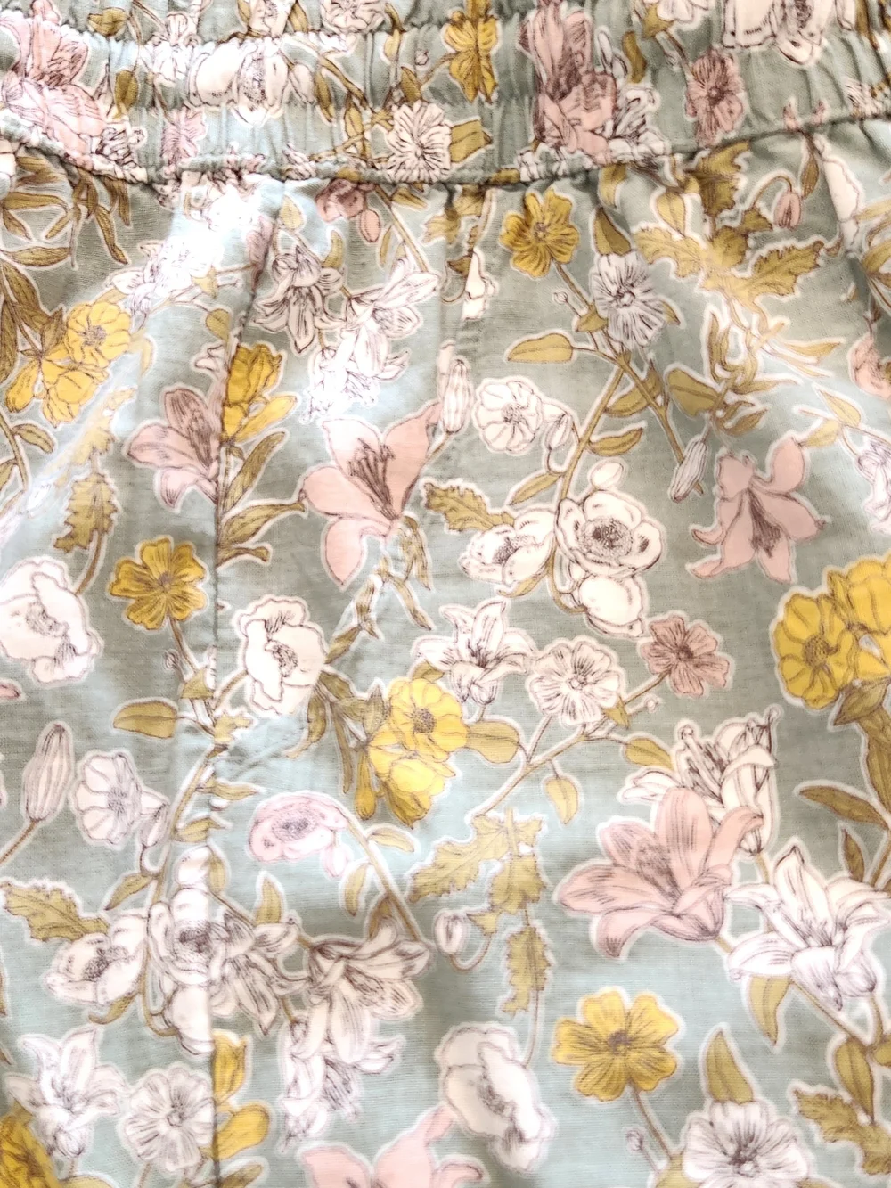 Cynthia Rowley Sage Green Floral Wide-Leg Pants with Yellow & Blush Accents - Picture 2 of 5